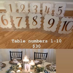 Center Piece Table Numbers